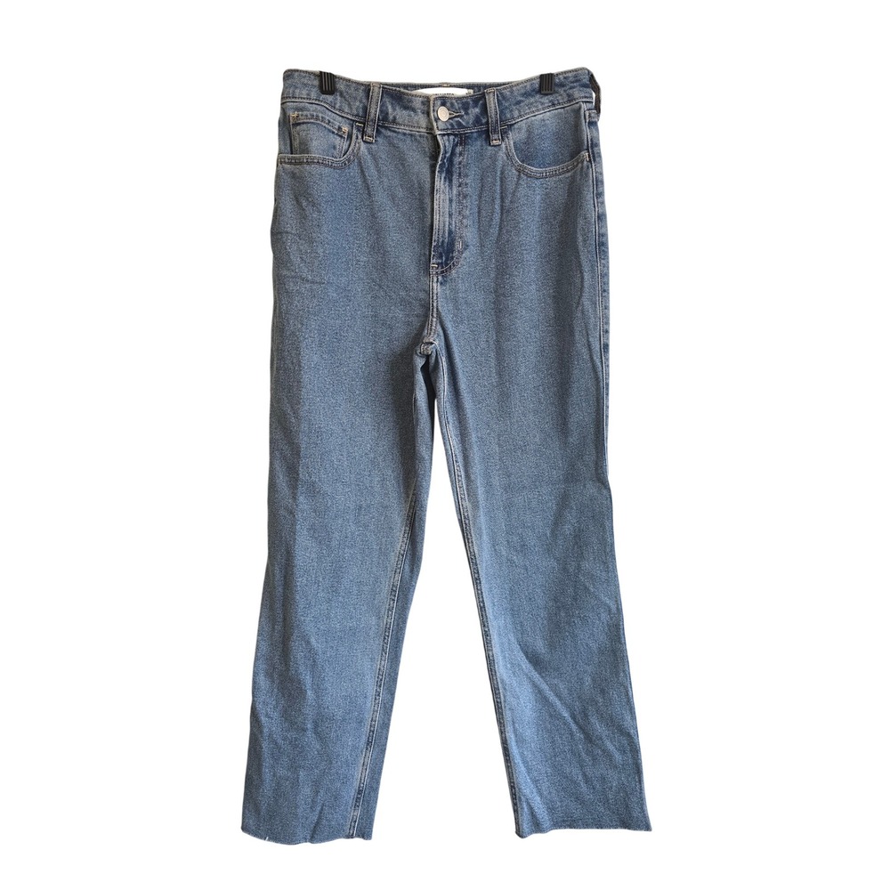 🆕️‎ NWT Hollister Ultra High-Rise 90s Straight Jeans Medium Wash Raw Hem 8R W29